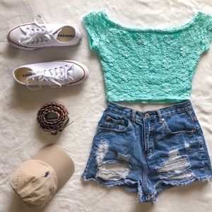 Hollister Lined Lace Crop